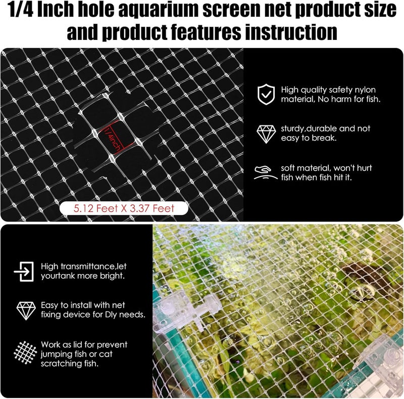 NestBasics Clear Fish Tank mesh Netting Material Aquarium mesh lid Transparent Plastic Aquarium top Cover Screen Hood net(5.12 Feet X 3.37 Feet) - Image 2